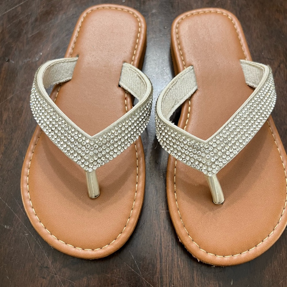 Rhinestone Embellished Flip Flops